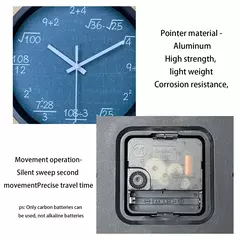 Relógio de parede com design de fórmula matemática, relógio instrucional infantil, relógio de parede de aprendizagem, relógio mudo para casa, decoração de quarto