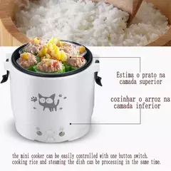Imagem do Mini Fogão De Arroz Elétrico MultiCooker Portátil Fogões De Arroz Doméstico 12V 24V 220V Panelas De Máquina De Cozinhar Panelas Para O Caminhão Do Carro Casa
