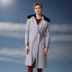 Casaco Casual de Lã dos homens europeus e americanos, outono e inverno, sobretudo de gola de pele trespassado dos homens jovens, S-5XL - Wolf Magazine