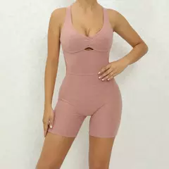 Macacão rosa push up feminino, roupa de ginástica, macacão fitness, roupas esportivas de ioga, conjunto de treino 2024 - loja online