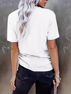 Camiseta estampada criativa feminina solar, tops de verão hip-hop, gola redonda, combina tudo, manga curta, algodão, roupas femininas confortáveis