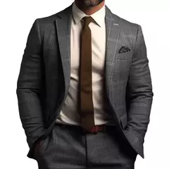 Casaco de terno xadrez slim fit estampado masculino, fechamento de botão único, cardigã reto de comprimento médio, casaco de trabalho, estilo comercial formal, manga comprida, cardigã