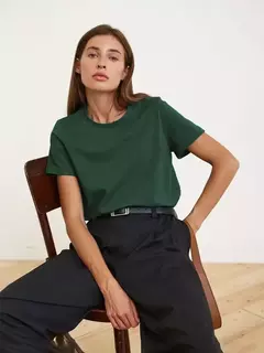 Bornladies-Camiseta solta de manga curta feminina, tops sólidos básicos, camisas de assentamento elegantes, 100% algodão, 230g/?, verão - comprar online