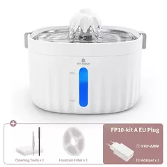 Imagem do Fonte ultra silenciosa para gatos, APETDOLA Bebedor automático para gatos e cães de 2 l, fonte de água gatos com 6 camadas filtradas, 4 altura de fonte e bandeja de aço inoxidável