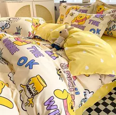 Disney Stitch Cotton Bedding Set for Children, Quilt Cover, Fronha de linho, Lençol, Decoração do quarto, 3 Piece Set, 4 pcs
