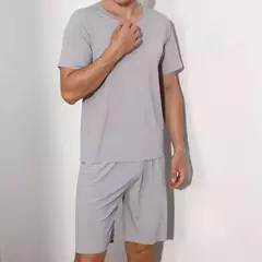 Pijama solto masculino de manga curta, roupa caseira, camiseta, shorts esportivos e de lazer, terno tamanho grande, 4x menino, 2 peças por conjunto - Wolf Magazine