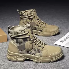 Botas de deserto masculinas de cano alto, botas casuais masculinas, sapatos de treino masculinos confortáveis, tendência estilo britânico, moda ao ar livre, 2024 na internet