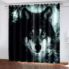 Imagem do 3D Printed Rose Shading Window Curtain para crianças, leão, tigre, lobo, animal, sala de estar, quarto, cozinha, porta, salão, decoração de casa