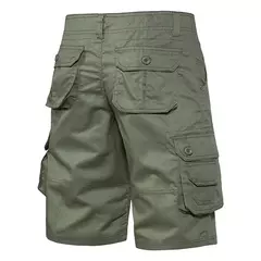 Imagem do Calções de algodão de bolso múltiplo masculino, macacão de cor sólida de alta qualidade, casual ao ar livre, calças curtas esportivas, novo verão
