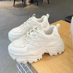2024 novo verão preto chunky tênis casuais feminino nova moda plataforma sapatos esportivos femininos malha sapatos de plataforma de couro - Wolf Magazine