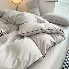 Conjunto de cama de cor preta para adultos, estilo simples, lençóis duplos, solteiro, rainha, capa de cama king, cama lisa - loja online