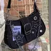 Y2K-Stars Padrão Underarm Bag para Mulheres, Bolsas de Lona, Pequenos Sacos De Ombro, Cadeia Tote Bolsas, Cool Girls, Moda Feminina