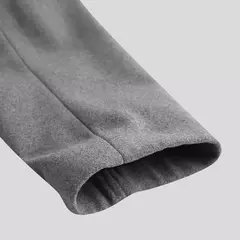 Casaco de lã de comprimento médio masculino, sobretudo masculino, manga longa, botões, gola de lapela, monocromático, outono, inverno