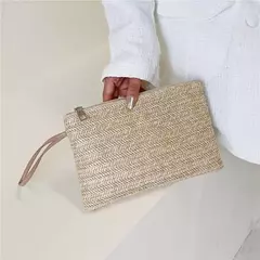 Fsafashion-bolsa de tecido palha para mulheres, bolsa casual para férias, bolsas com alça superior, bolsas de ombro retrô artesanais, moda feminina, 2024