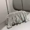 Handmade Strass Evening Clutch Bags com Punho Brilhante, Novas Dobras Bolsas, Handmade Bolsas, Designer De Luxo, Festa De Casamento, Alta Qualidade