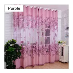 Flower Jacquard Tulle Window Curtain, Drape Lace, Voile Sheer Bordado, Quarto, Varanda, Living Room Decor, 100x250cm, 1Pc - loja online