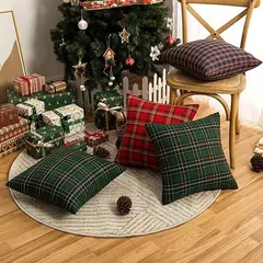 1/2 pçs natal xadrez decorativo lance fronha escocês tartan capa de almofada para fazenda decoração casa verde vermelho 30x50cm - Wolf Magazine