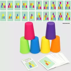 Brinquedos Montessori Infantil, Stack Cup, Battle Table com Cartas, Iluminação Intelectual Educacional, Cognição das Cores, Treino Lógico