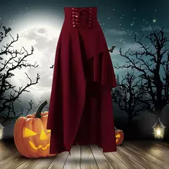 Saias de renda Steampunk gótica feminina, saia vintage medieval, fada preta, saia vitoriana assimétrica, traje de performance