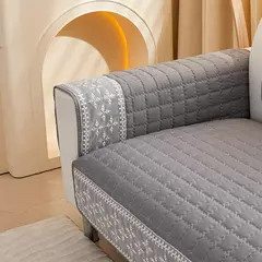 Anti-derrapante tampa do sofá com floco de neve decoração do laço, waffle cobertor acolchoado, sofá tampa do assento, sala de estar moderna, 4 temporada, 1pc