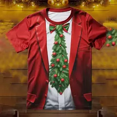Feliz Natal dos homens camiseta estampada, mangas curtas, top Harajuku unissex, camiseta gráfica de Papai Noel, moda 3D - comprar online