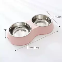Tigela dupla de comida para animais de estimação, aço inoxidável, aparelho para bebidas, comida para cães, filhote de cachorro, suprimentos de alimentação, gatinho, acessórios de água - loja online