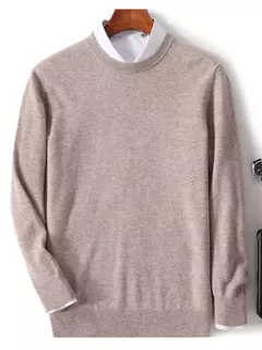 Suéter de manga comprida com o pescoço, 100% lã merino, top solto quente, cor sólida, clássico, pulôver de malha, outono inverno - loja online