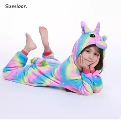 Pijama infantil Unicórnio, Macacão Kigurumi, Flanela com capuz, Roupa da Casa, Macacão, Roxo, Rosa, Meninas, Criança, Crianças, 4 anos, 8 anos, 10 anos, 12 anos, 14 anos, 16 anos - Wolf Magazine