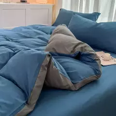Imagem do Conjunto de cama de tecido com escova de cor sólida, 2 lados, 4 peças, capa de edredom, fronha, lençol, colcha, único, queen, king size