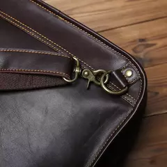 Maleta de couro retrô para homens, couro natural, bolsa vertical, bolsa de ombro casual, mochila masculina, adequada para laptop de 15 ", NZPJ - Wolf Magazine