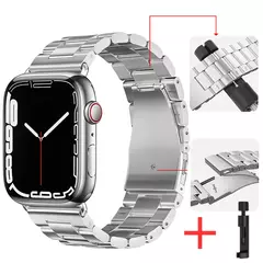 Pulseira de metal para Apple Watch, pulseira de aço inoxidável, pulseira para iWatch Series 7, 6, 5, 4, SE2, 9, 8 Ultra, 44mm, 40mm, 45mm, 41 milímetros, 42 milímetros, 49 milímetros - loja online