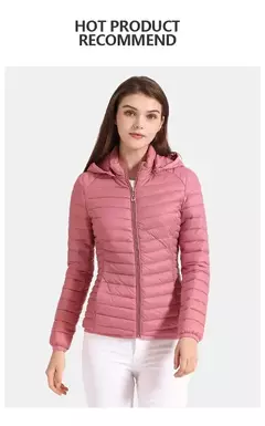 Jaqueta Santelon feminina ultraleve acolchoada com capuz removível parka ao ar livre quente e leve com bolsa de armazenamento na internet