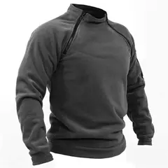 Imagem do Jaqueta tática de lã masculina, zíperes quentes, casaco à prova de vento, moletom térmico, roupas ao ar livre, pulôver de caminhada