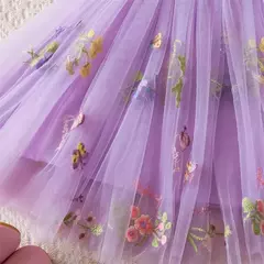 Imagem do Vestido de malha bordado feminino, Alça de fada, Asas de arco traseiro, Princesa, Aniversário, Doces Bebés, Verão