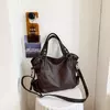 Bolsas de ombro pretas de grande capacidade para mulheres, bolsa de compras monocromática, couro macio, bolsa crossbody, sacola de viagem senhora