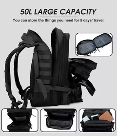 Mochila de viagem tática impermeável para homens, mochilas de grande capacidade, esportes ao ar livre, bolsas multifuncionais 50L, 35L, 25L