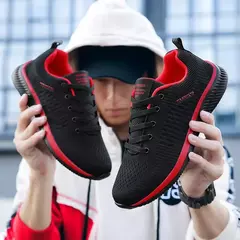 Homens tênis de corrida leve caminhada sapatos esportivos malha clássica respirável sapatos casuais masculinos moda mocassins tênis