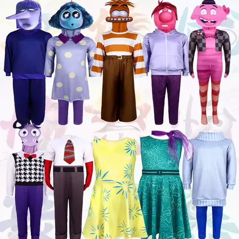 Newanime filme dentro para fora alegria cospaly traje alegria raiva medo cos roupas para adultos crianças halloween palco desempenho traje