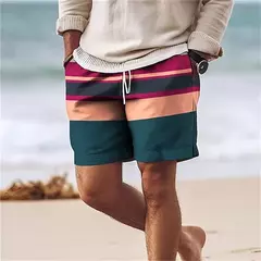Calções de praia extragrandes para homens e mulheres, hiphop de rua, calça curta listrado, calção de ginástica, moda praia gelada no verão havaiano, nova moda na internet