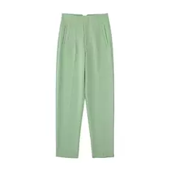 Willshela-Calça reta de cintura alta feminina, calça de zíper frontal, comprimento total, moda feminina chique, vintage - Wolf Magazine