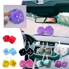 2 pçs grande cabelo longo carimbo quente ponto dados brinquedo de pelúcia cubo pingente ornamento do carro peneira anime decoração do carro acessórios pingente automático - comprar online