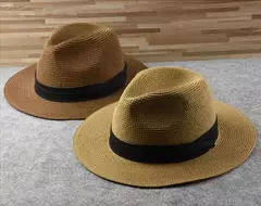 Imagem do Chapéu de palha panaman cabeça grande masculino, chapéu de tecido dobrável, chapéu top jazz, proteção solar, sombreamento solar, tamanho grande, 63cm