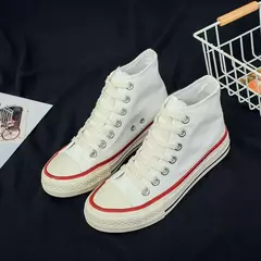 Sapato de lona alta para mulheres, confortável tênis amarelo, estilo estudante coreano, casal, nova moda, primavera e outono - comprar online