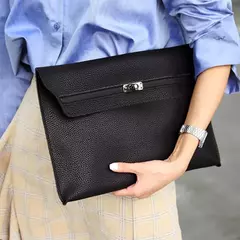 Envelope de couro PU para mulheres, embreagem vermelha, bolsa feminina, padrão de lichia, bolsas de mão simples, vermelho - Wolf Magazine