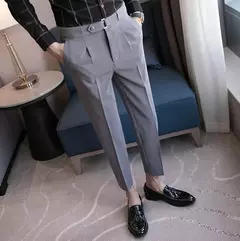 Calça formal de cintura alta masculina, roupa de negócios, calça para alfaiataria social, de qualidade luxuosa, preta, verão, 2022 - comprar online
