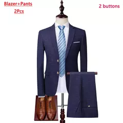 Blazer colete calças masculinas terno de moda boutique xadrez casual negócios masculino noivo casamento smoking vestido 3 pçs ou 2 pcs conjunto smoking - comprar online