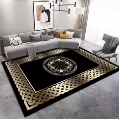 Tapete dourado de luxo moderno para sala de estar, Decoração abstrata, Tapetes