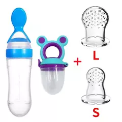 Baby Feeding Bottle com Fruit Chupeta Set, Toddler Spoon, Legumes frescos, Kids Feeder Supplies, 4Pcs - loja online