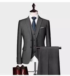 Terno casual de negócios masculino para casamentos, blazer genuíno, colete e calças, grande e alto, colete slim fit, calças de vestido, tamanho EUA na internet