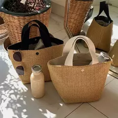 Fsafashion-bolsa de tecido palha para mulheres, bolsa casual para férias, bolsas com alça superior, bolsas de ombro retrô artesanais, moda feminina, 2024 na internet
